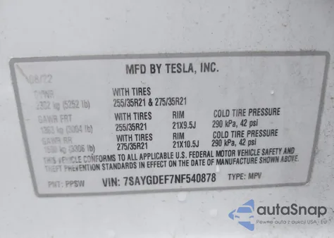 2022 Tesla Model Y Performance Dual Motor All-Wheel Drive from USA, damaged, VIN 7SAYGDEF7NF540878